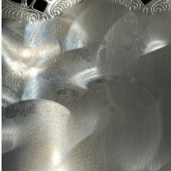 Vintage Queen Anne Silver Plated Footed Oval Serving Basket Moveable Handle NEW - Picture 8 of 13